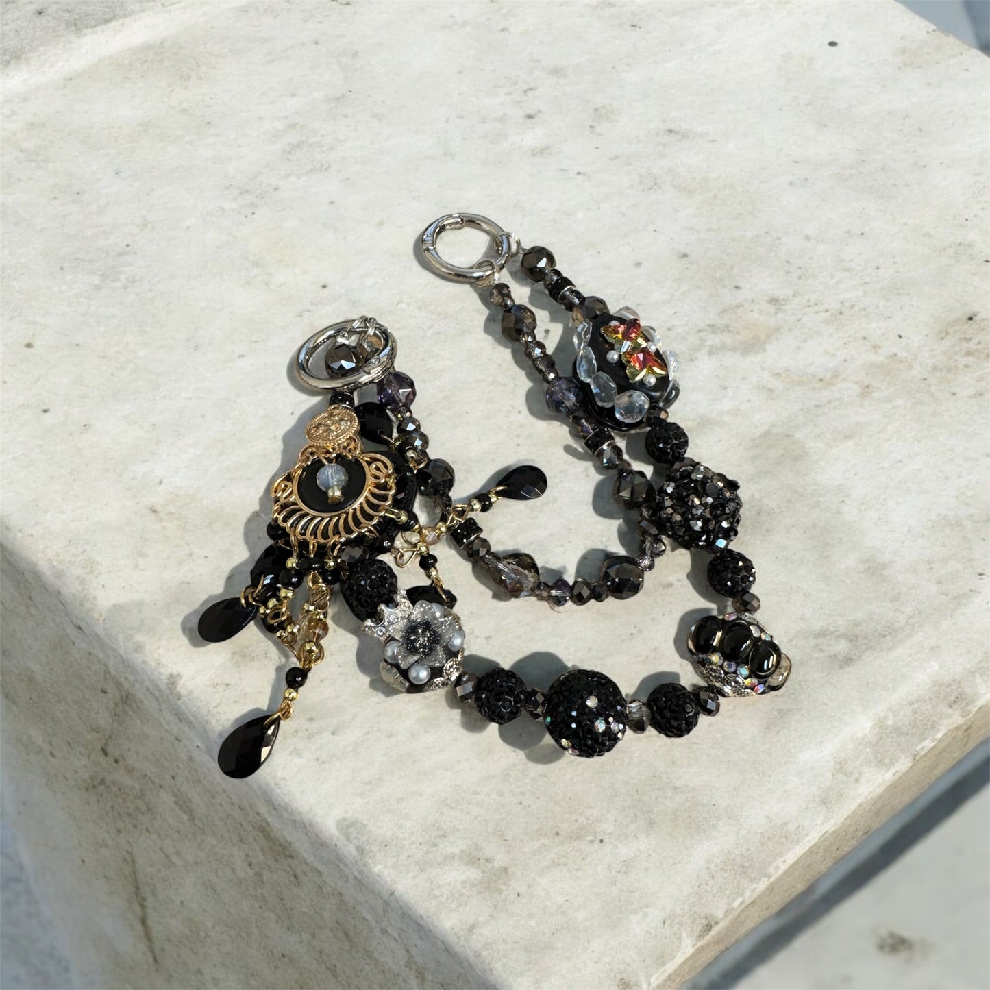 Black & Gold Jewel Phone Charm P022