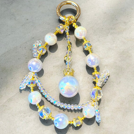 White Crystal and Gold Royal Phone Charm P227