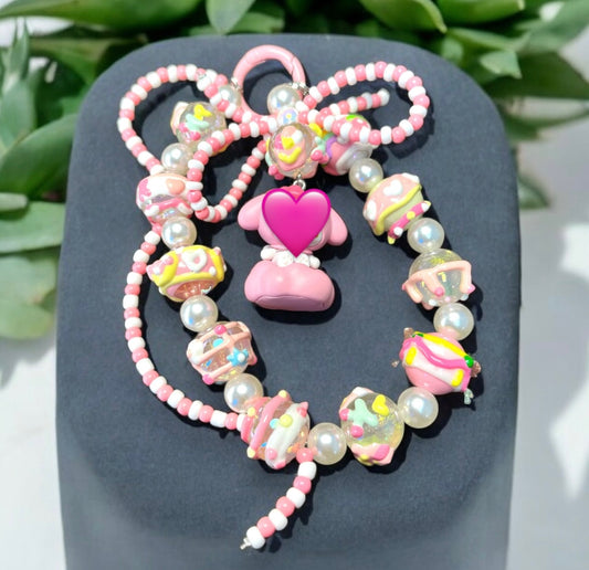 Blue Dog / Pink Bunny Clouds Phone Charm P085