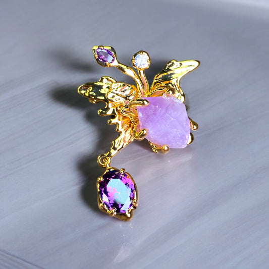 Purple Crystal Queen Butterfly Gem Pin PS006