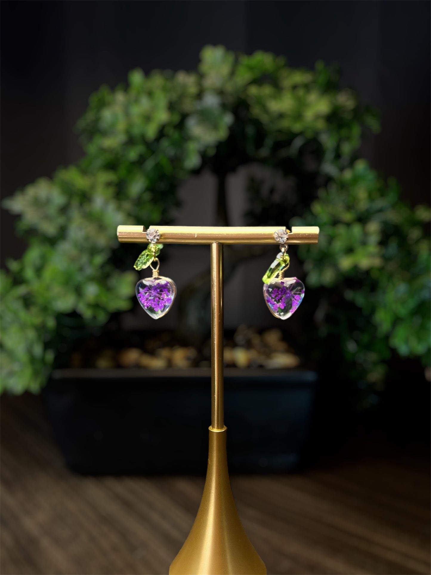 Purple Micro Flower Earrings E039