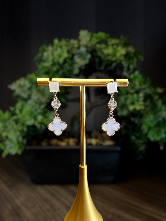 White Colorful Flower Cross Earrings E072