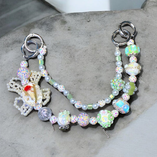 Baby Green with White Lace Phone Charm P143