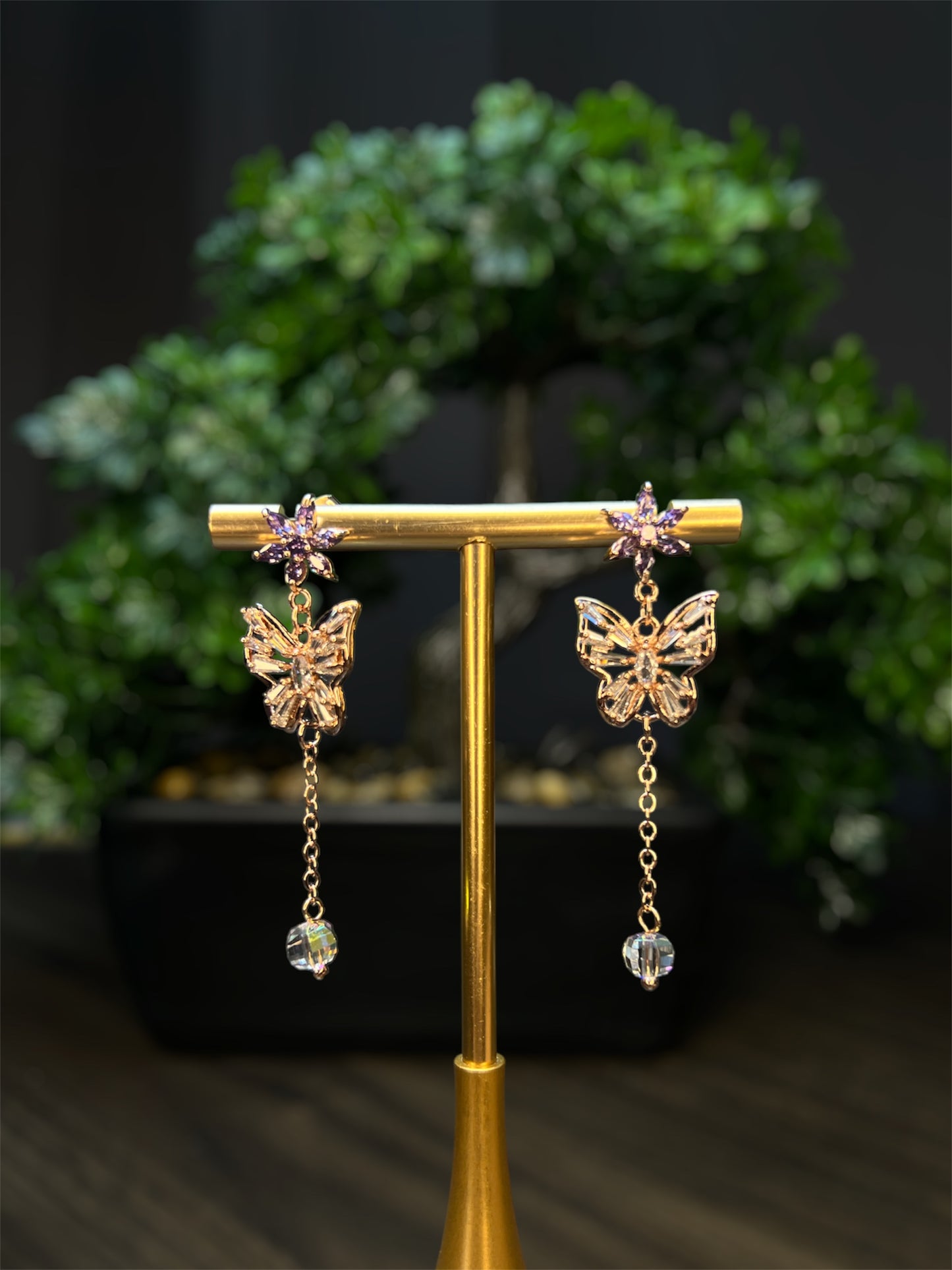 Purple Star Flower Earrings E049