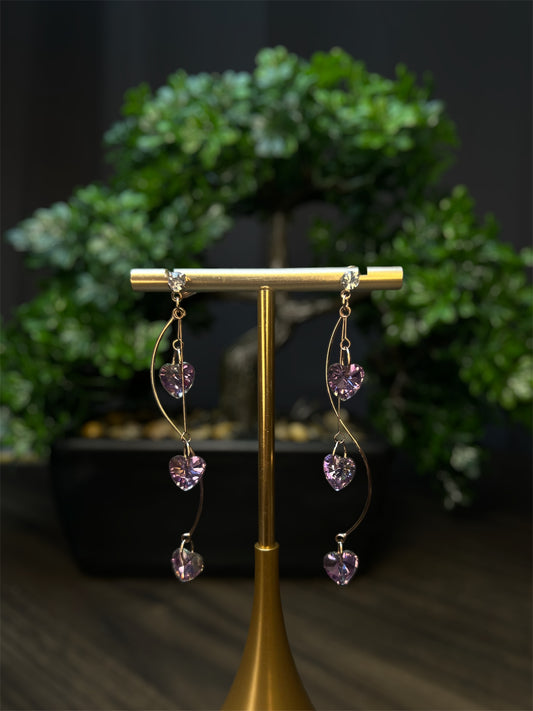 Purple Heart Jewel Earrings E040