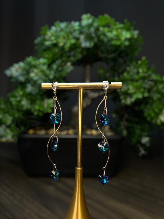 Blue Heart Jewel Earrings E041