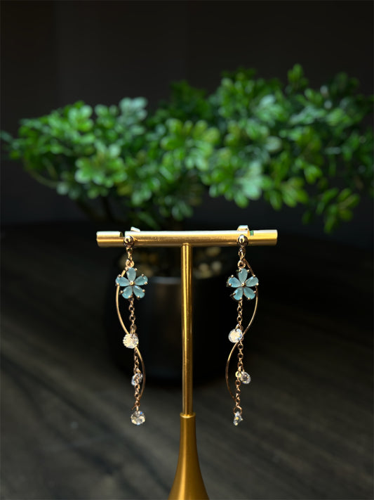 Blue Flower Drop Earring E050